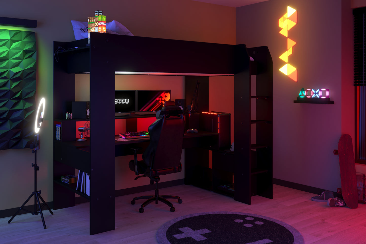 Parisot Online Gaming High Sleeper with Desk and Storage