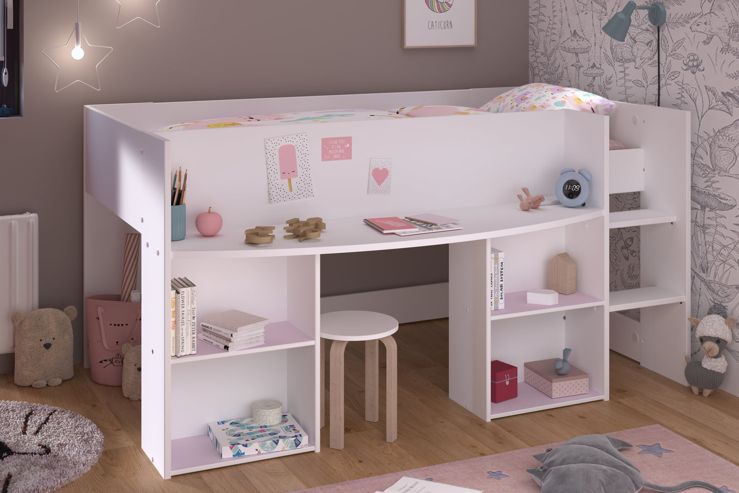 Parisot Pirouette Mid Sleeper with Desk and Shelving