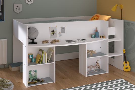 Parisot Pirouette Mid Sleeper with Desk and Shelving