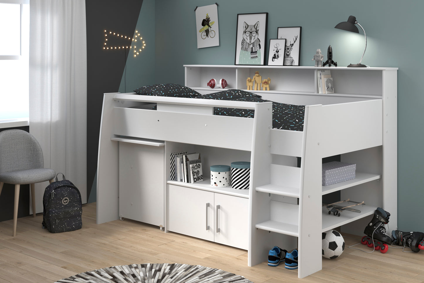 Parisot Swan Mid Sleeper with Desk and Storage