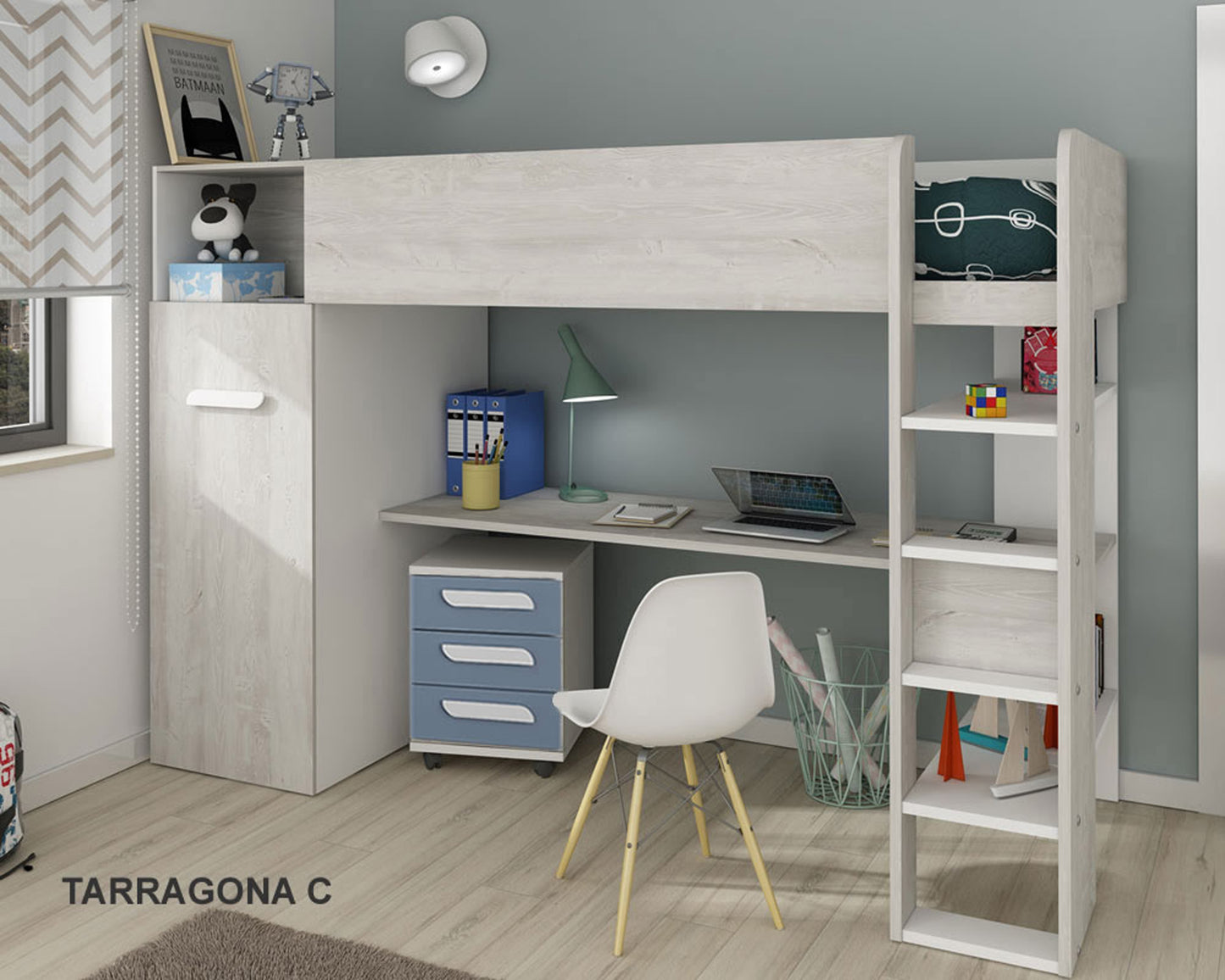 Trasman Tarragona High Sleeper with Desk and Storage