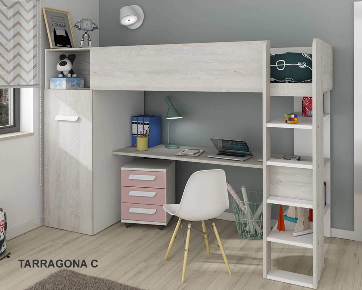 Trasman Tarragona High Sleeper with Desk and Storage