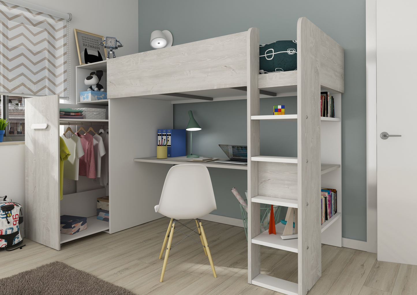 Trasman Tarragona High Sleeper with Desk and Storage