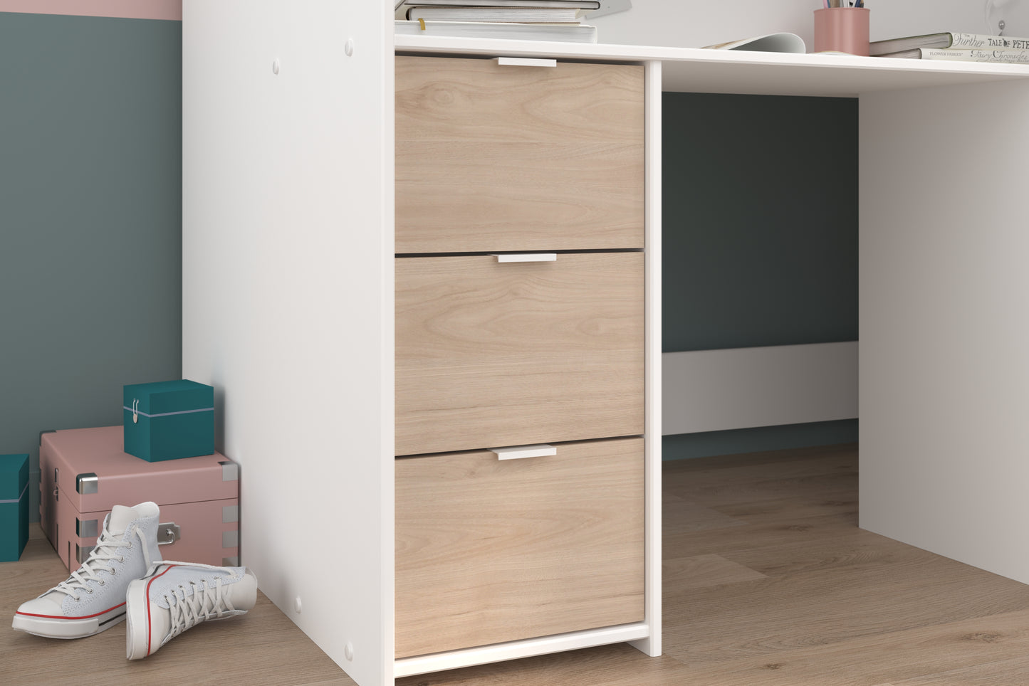 Parisot Tom Junior High Sleeper with Wardrobe, Desk and Storage