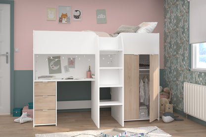 Parisot Tom Junior High Sleeper with Wardrobe, Desk and Storage