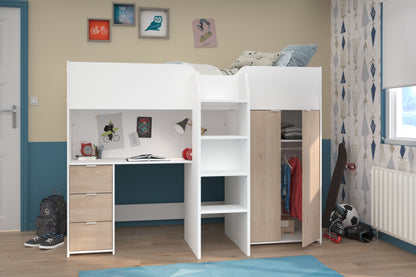 Parisot Tom Junior High Sleeper with Wardrobe, Desk and Storage