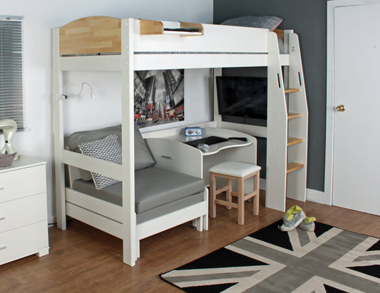 Kids Avenue Urban Birch High Sleeper with Desk and Sofabed