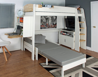 Kids Avenue Urban Birch High Sleeper with Sofabed, Desk and Storage