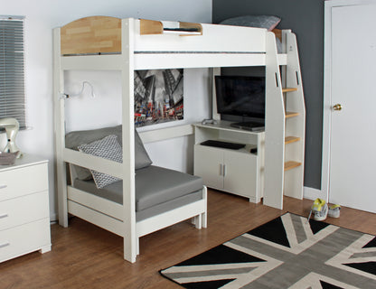 Kids Avenue Urban Birch High Sleeper with Sofabed and Storage