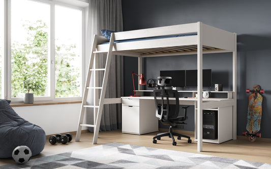 Tera Wood Small Double Gaming High Sleeper with Desk and Storage