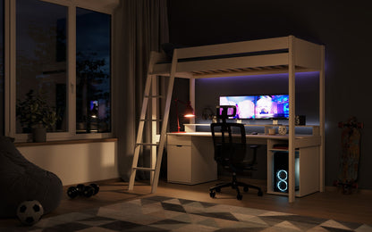 Tera Wood Gaming High Sleeper with Desk and Storage