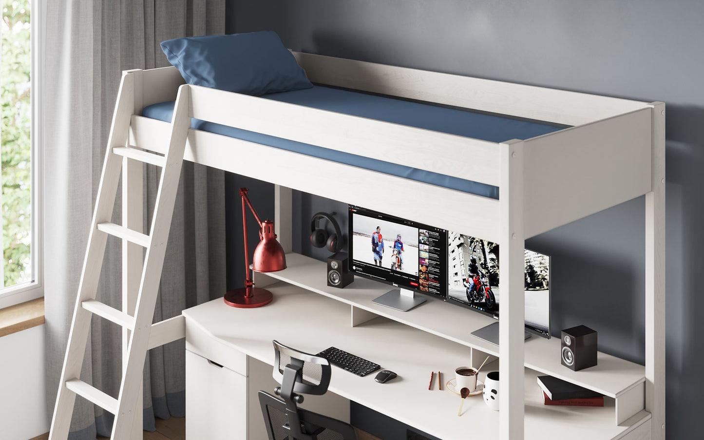 Tera Wood Gaming High Sleeper with Desk and Storage