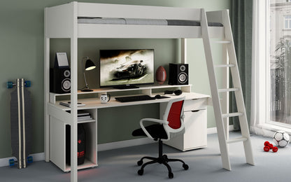 Tera Wood Gaming High Sleeper with Desk and Storage