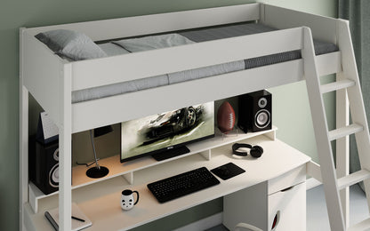 Tera Wood Gaming High Sleeper with Desk and Storage