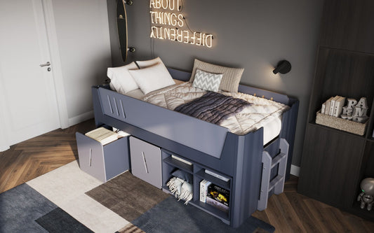 Flair Tokyo Midsleeper Cabin Bed with Storage Grey and Navy