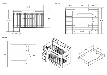 Flair Furnishings Flick Bunk Bed with Storage