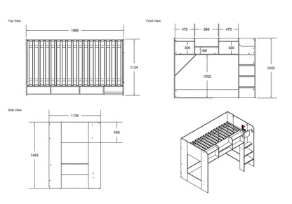 Flair Wizard Junior Mid High Sleeper with Wardrobe and Storage