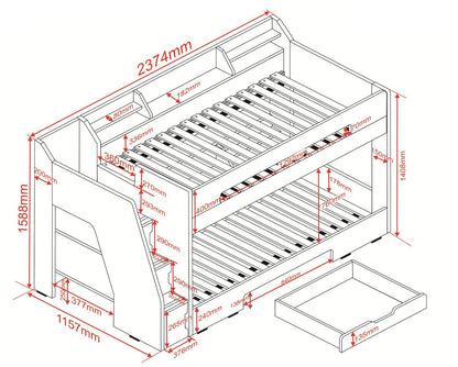 Flair Furnishings Slick Staircase Bunk Bed with Storage