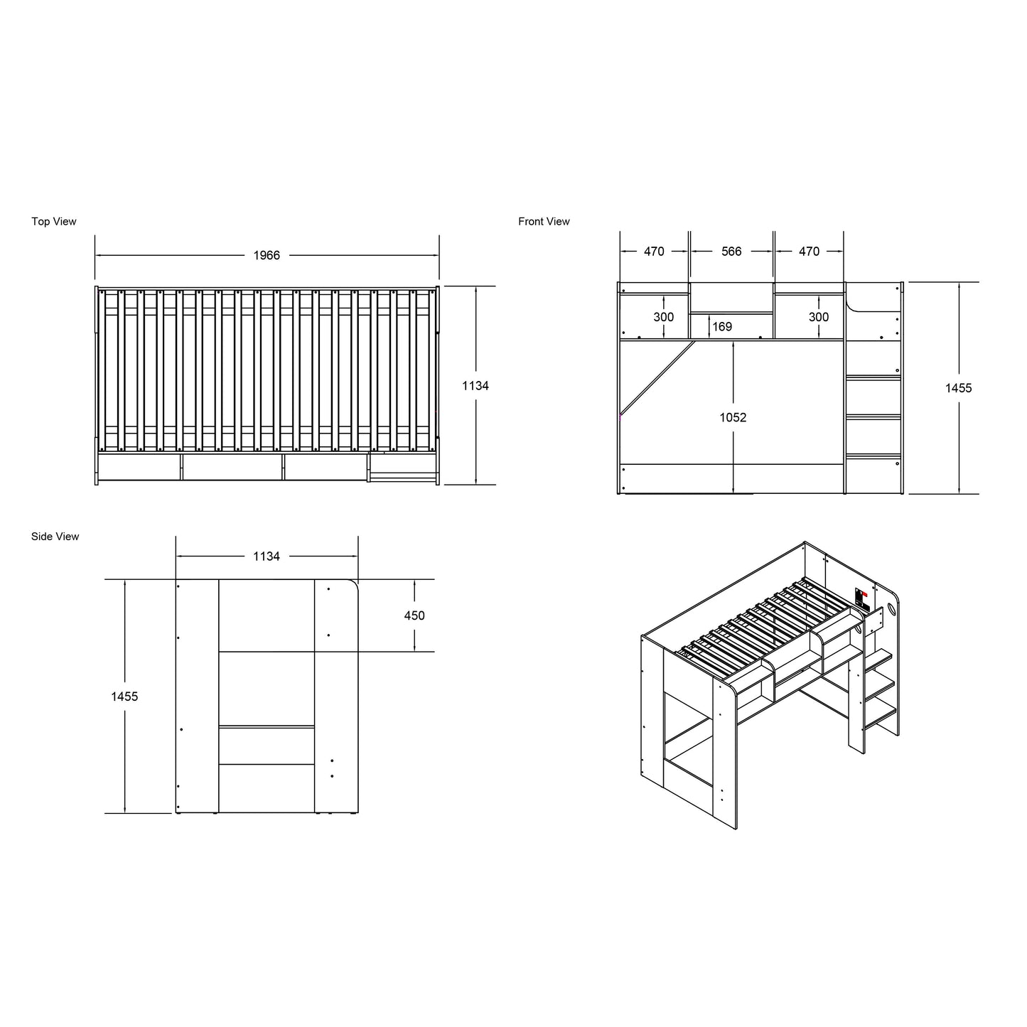 Flair Wizard Junior L Shaped Bunk Bed with Shelving