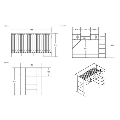 Flair Wizard Junior L Shaped Bunk Bed with Shelving