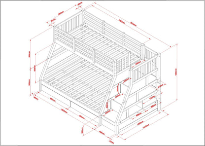 Flair Furnishings Lunar Staircase Triple Bunk Bed with Storage