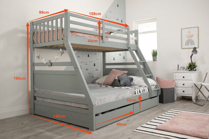 Flair Furnishings Ollie Triple Bunk Bed with Storage