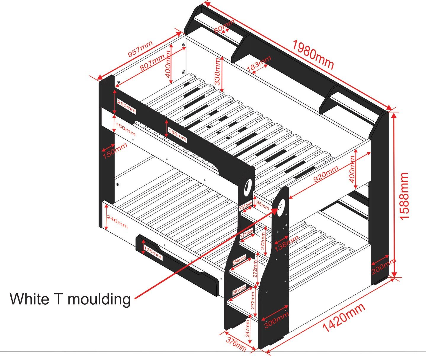 Flair Furnishings Flick Bunk Bed with Storage