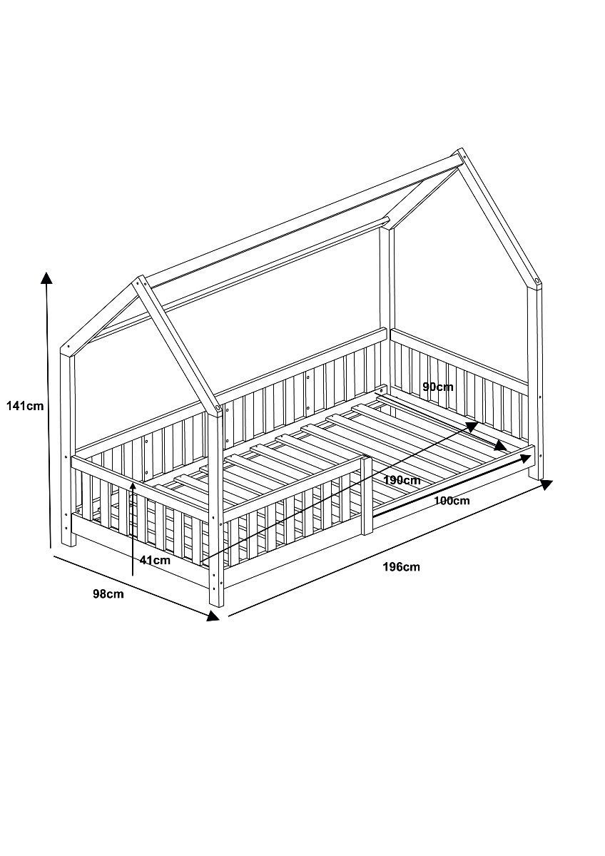 Flair Furnishings Explorer Playhouse Bed with Rails