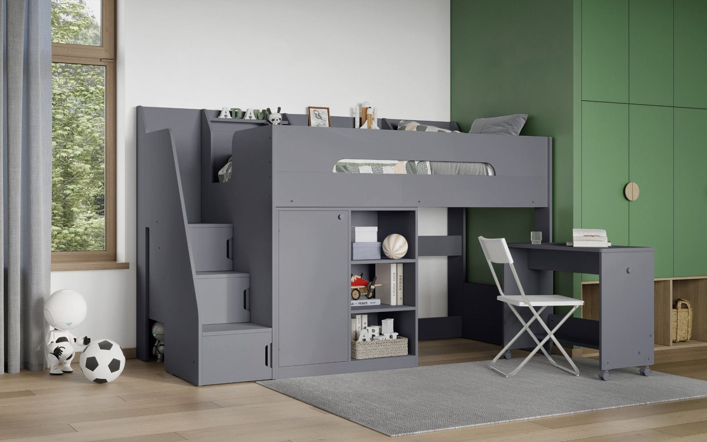 Flair Stepaside Staircase High Sleeper with Storage and Desk