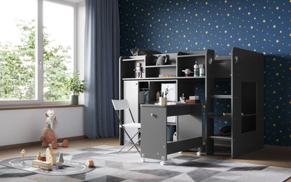 Flair Furnishings Wizard Junior Mid High Sleeper with Workstation