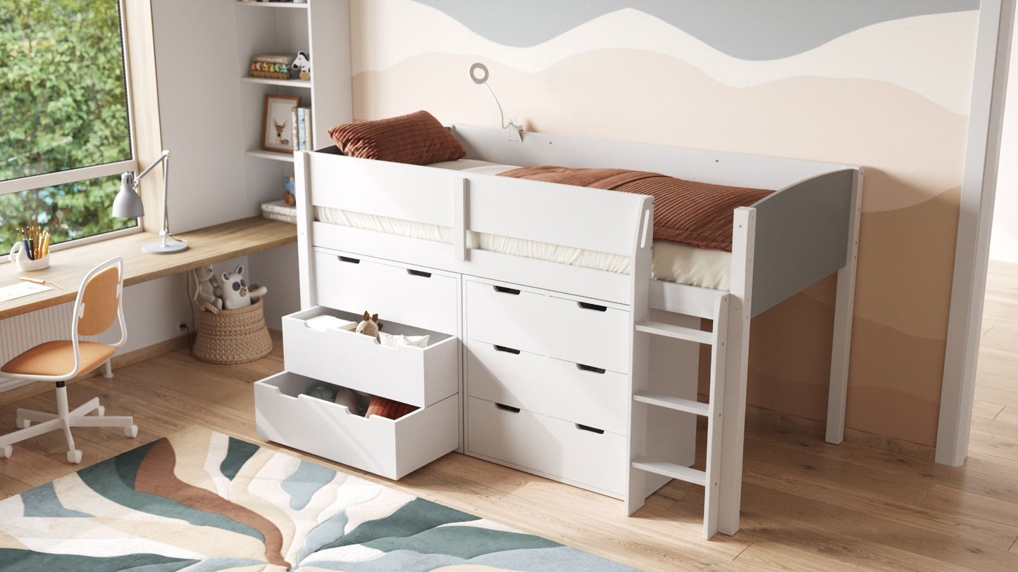 Flair Furnishings Loop Midsleeper Bed Storage Set