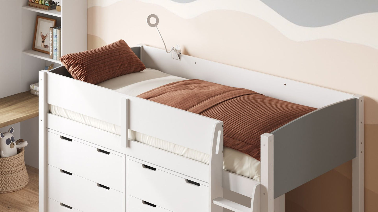 Flair Furnishings Loop Midsleeper Bed Storage Set