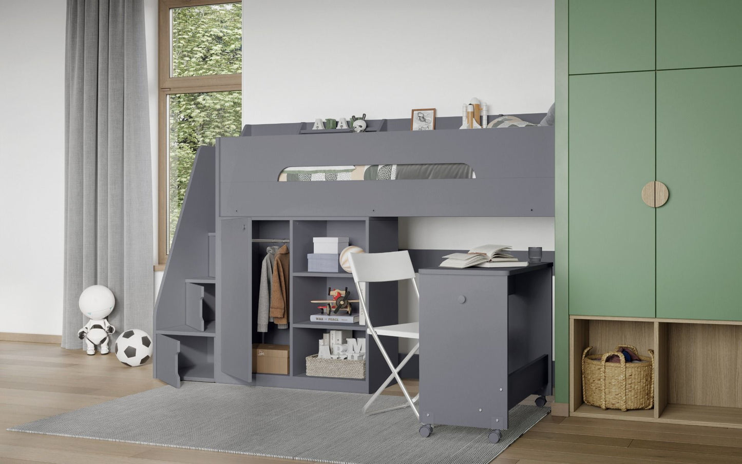 Flair Stepaside Staircase High Sleeper with Storage and Desk