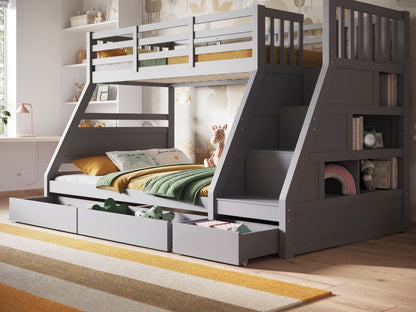 Flair Furnishings Lunar Staircase Triple Bunk Bed with Storage