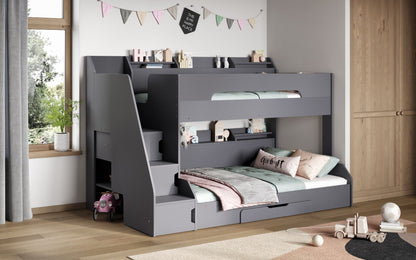 Flair Furnishings Slick Staircase Triple Bunk Bed with Storage