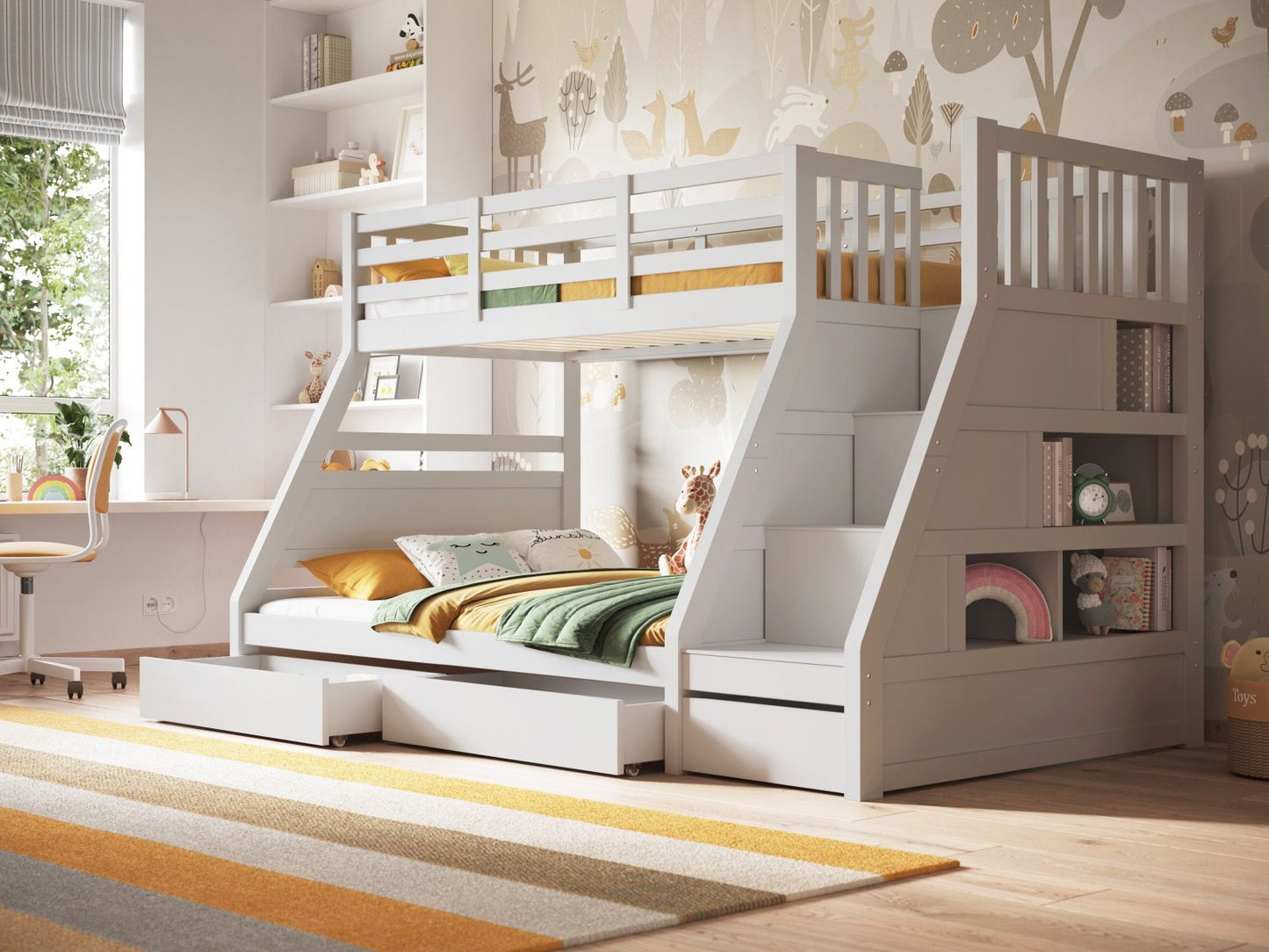 Flair Furnishings Lunar Staircase Triple Bunk Bed with Storage