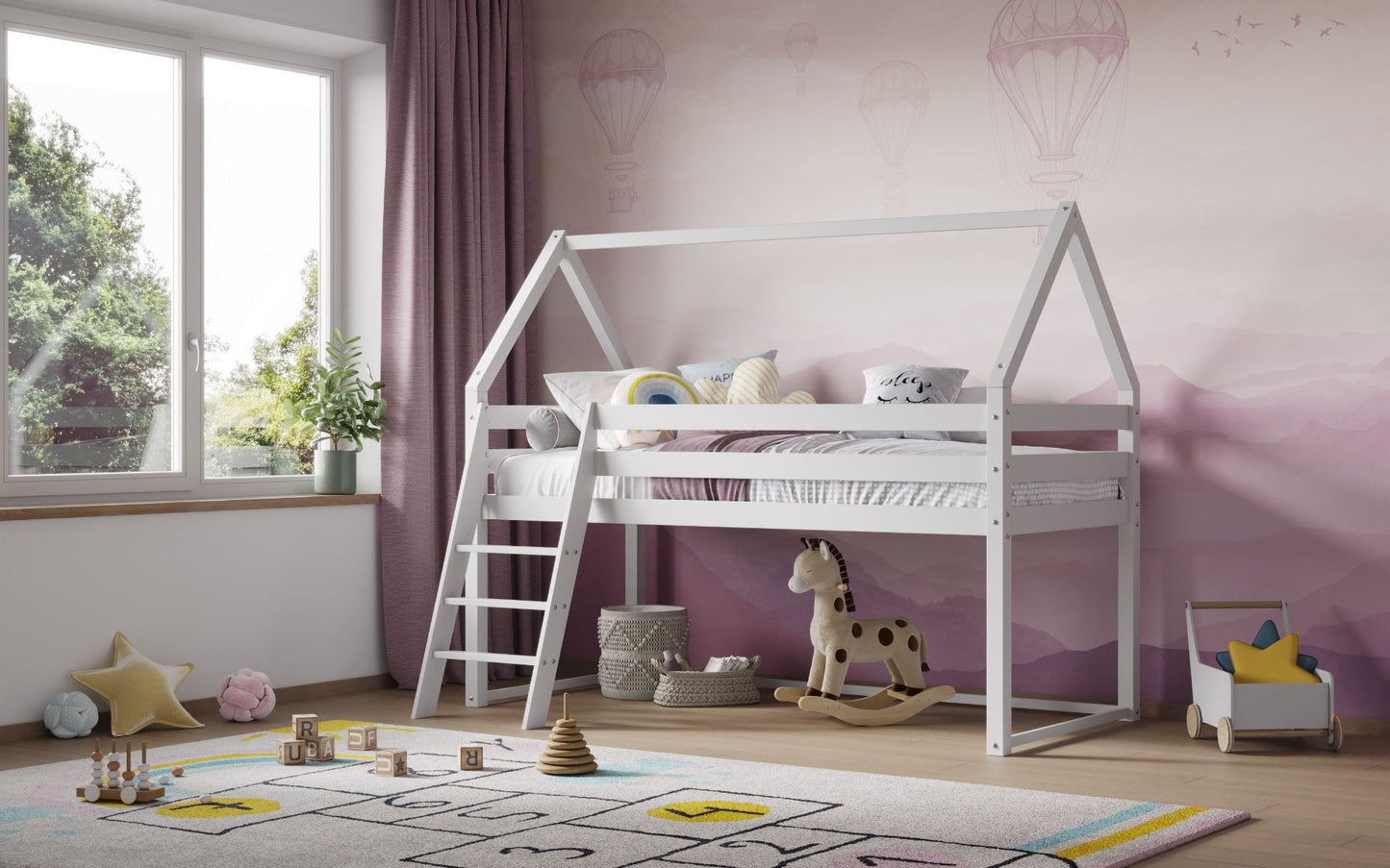 Flair Furnishings Ellie House Midsleeper Bed White