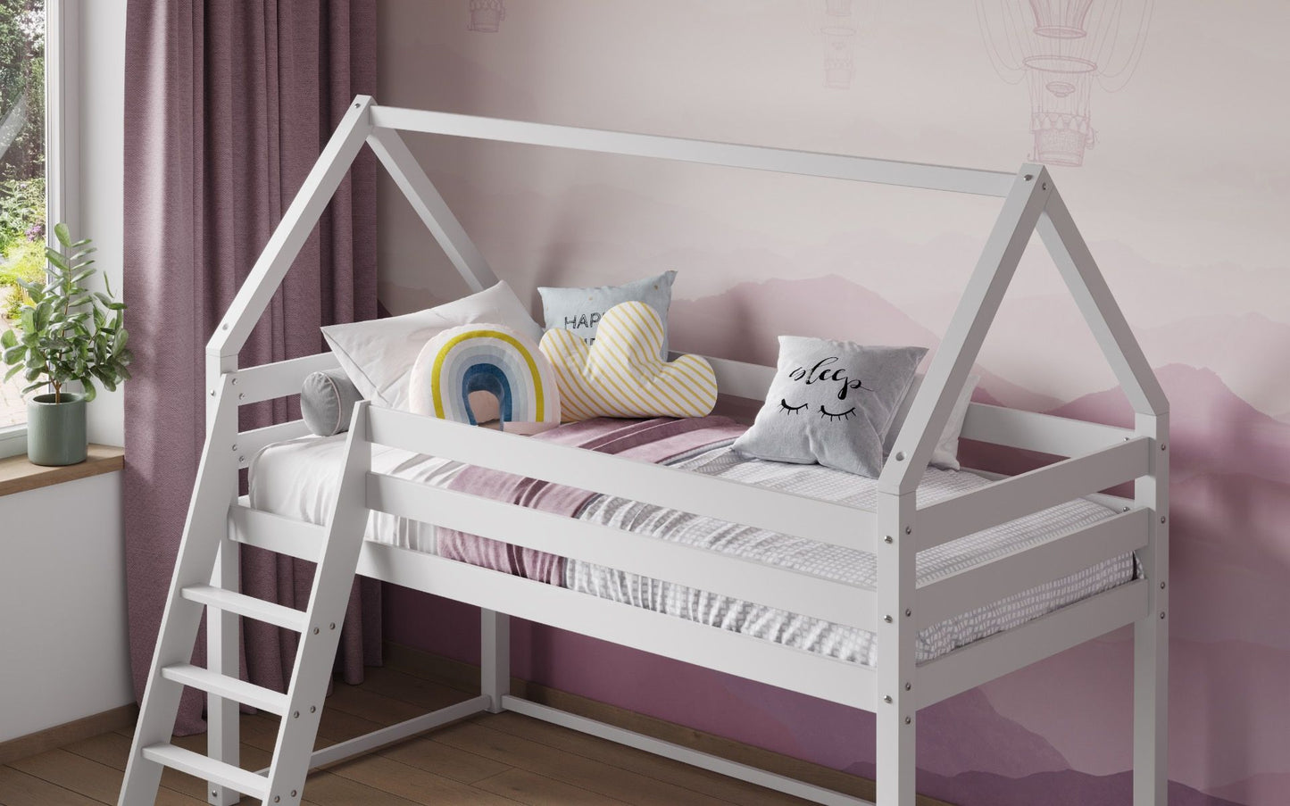 Flair Furnishings Ellie House Midsleeper Bed White