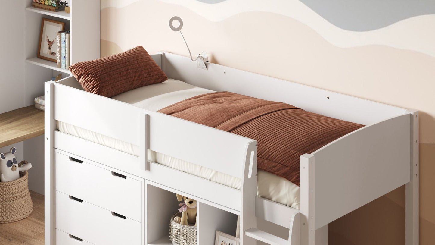 Flair Furnishings Loop Midsleeper Bed Full Storage Set